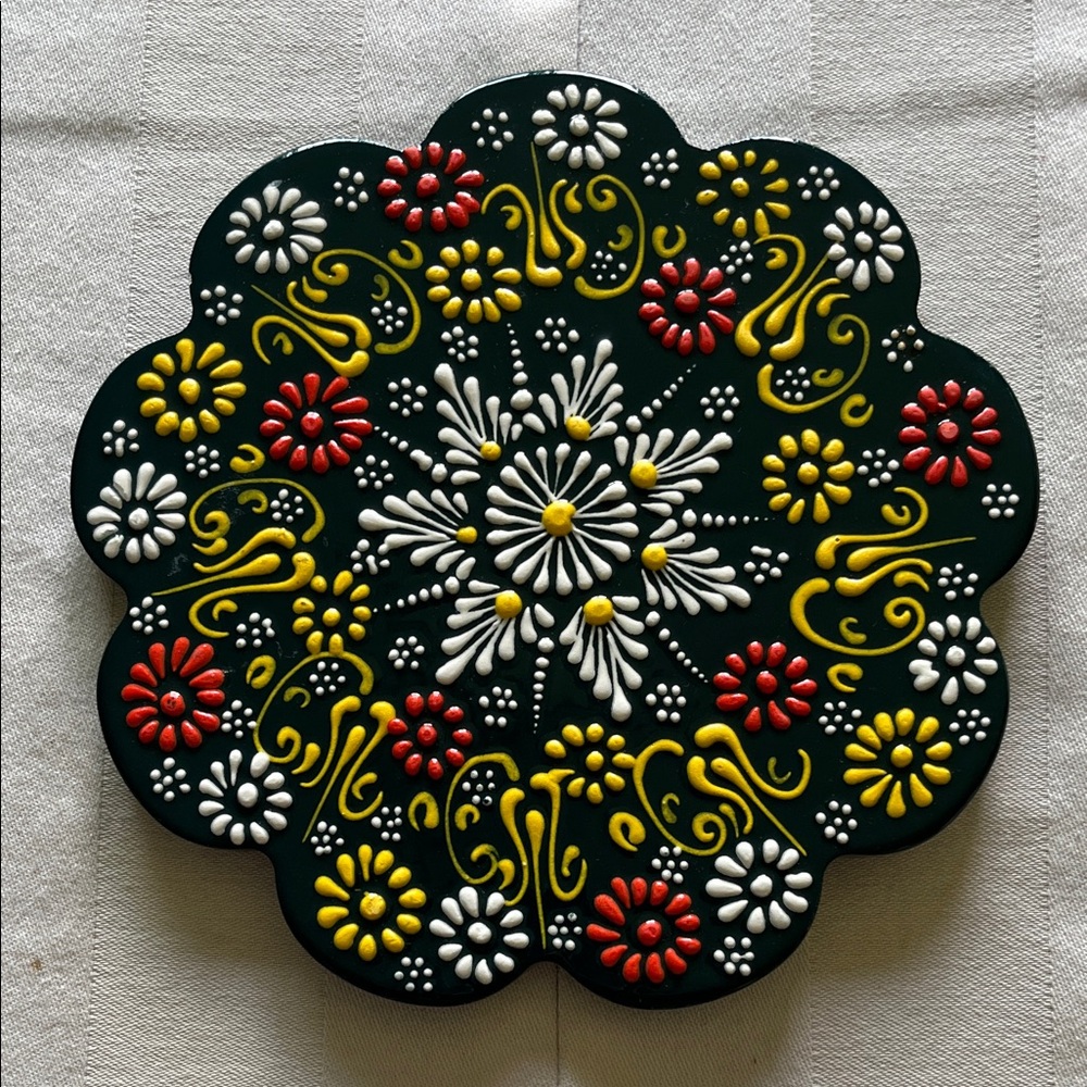 Ceramic Handmade Floral Decorative Trivet
